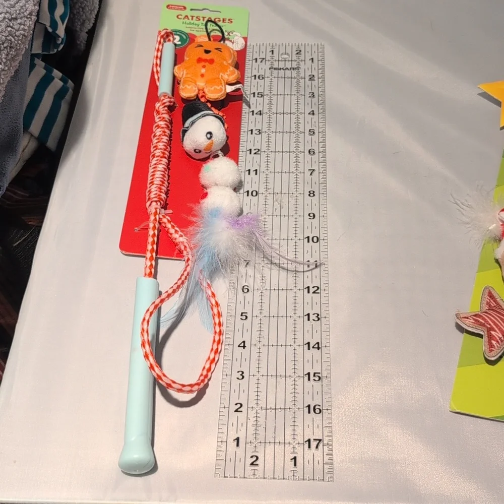 Petstages Christmas Cat Toys Teaser Wand & Catnip Felt Toys